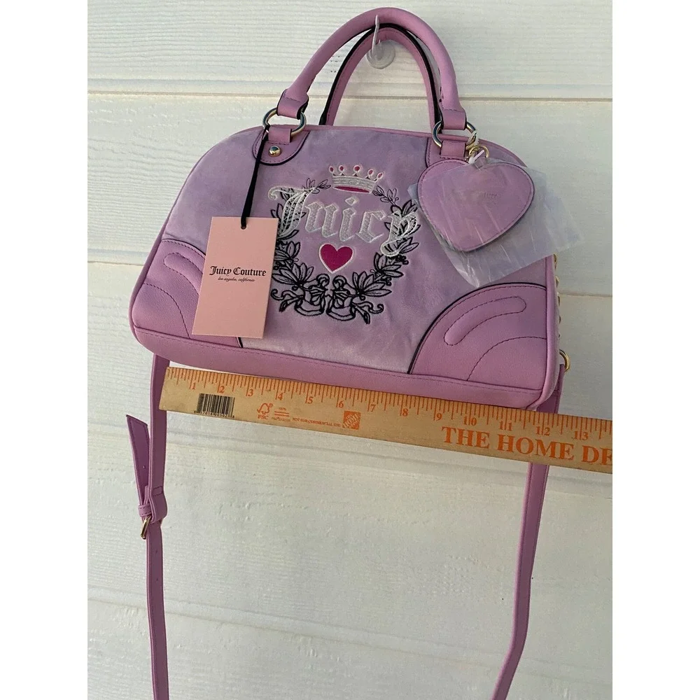 Juicy Couture Urban Heritage Bowler Dusty Purple Heart Crown Bag Crossbody NEW!!